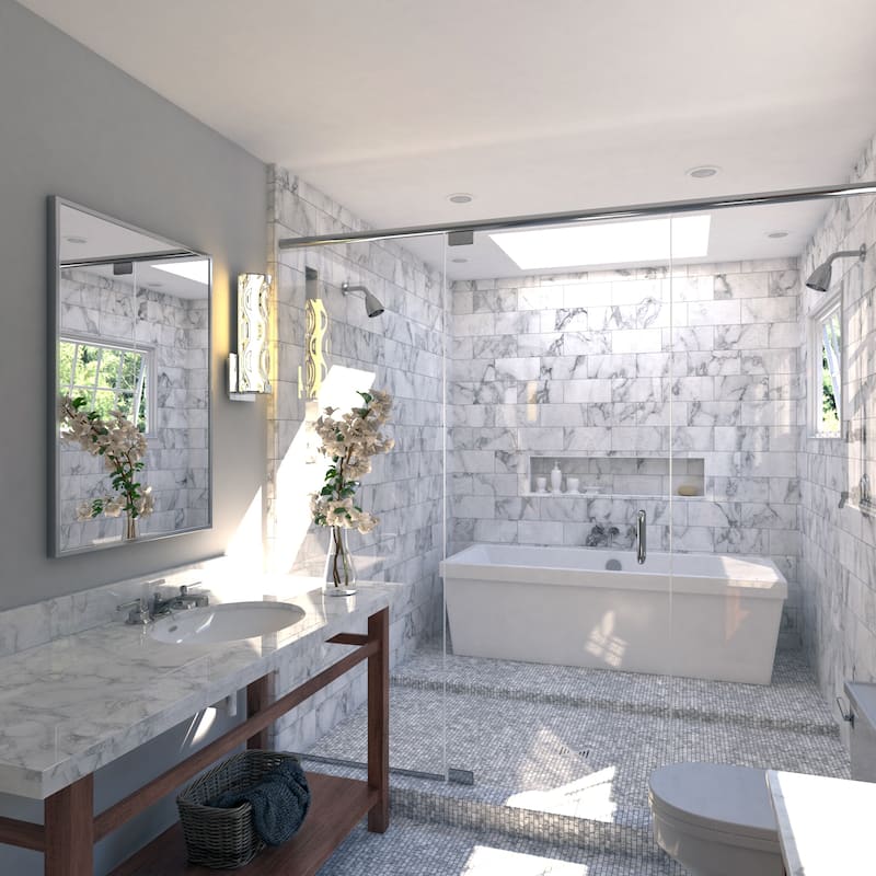 Marseille 1-Light Bathroom Vanity Lighting Fixture, Clear Wave Glass Shade, Dimmable, Integrated LED, Wall Mounted Sconce