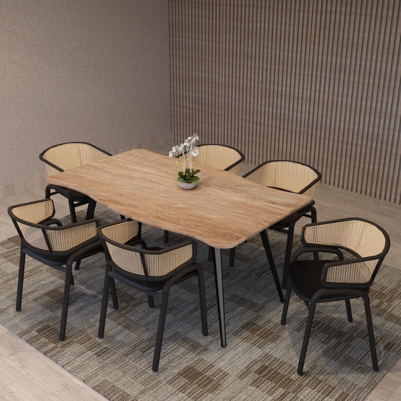 Ervilla Modern Mid-Century Velvet Upholstery Powder-Coated Steel Legs Dining Armchair with Plastic Floor Protectors