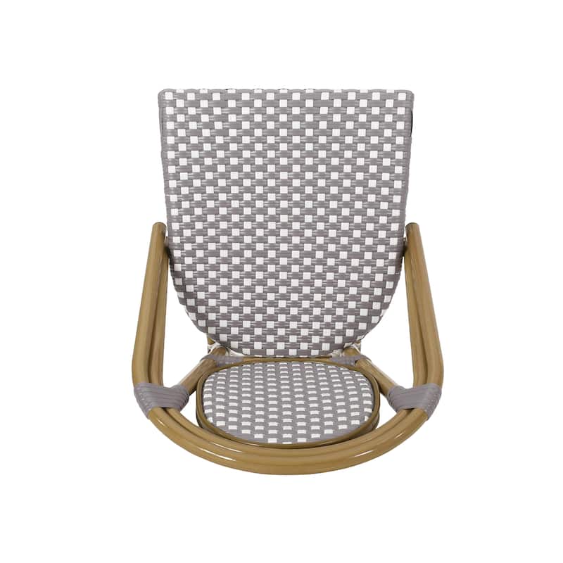 Outdoor PE Ratten and Aluminum French Bistro Chairs, Set of 2