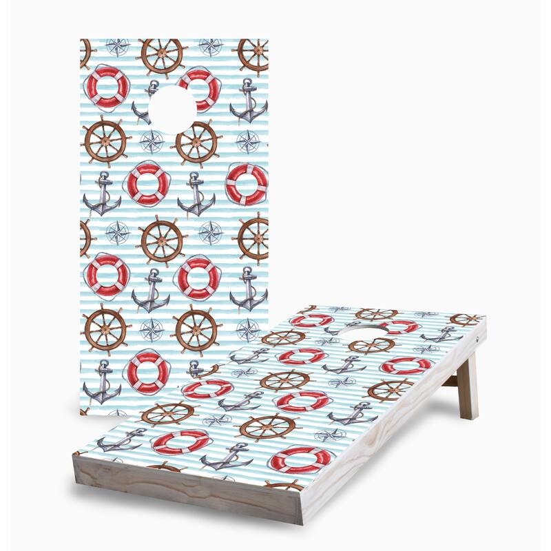 Nautical Stripe Pattern Corn Hole Board Set - 16 Years and Up