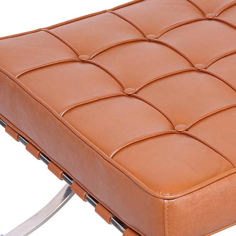 HomeRoots 20" Amber and Silver Leather Tufted Ottoman