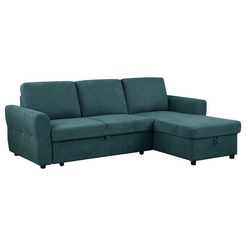 Kavu 95 Inch Sectional Sofa, L Shape Cushioned Seat, Chaise Lounger, Blue - Blue, Black - Right Facing