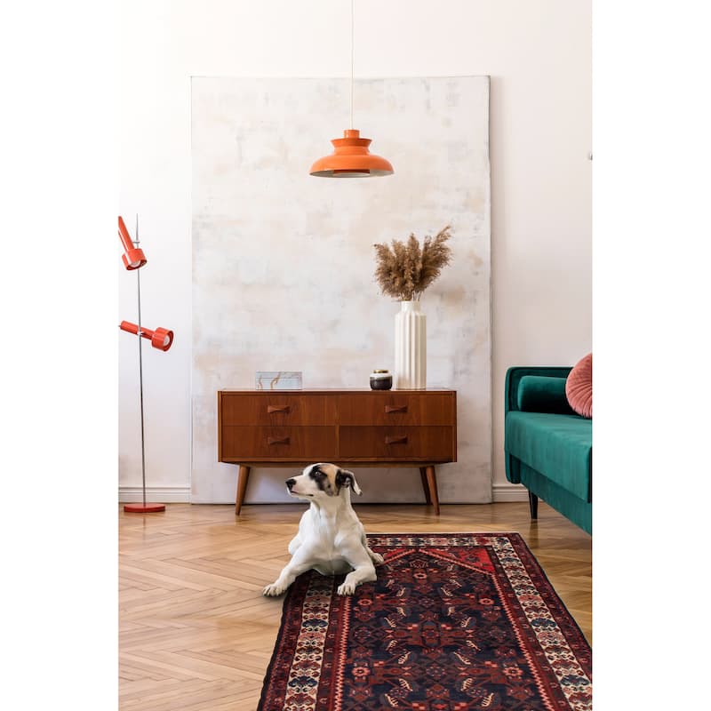 ECARPETGALLERY Hand-knotted Anadol Navy, Red Wool Rug - 3'8 x 10'0