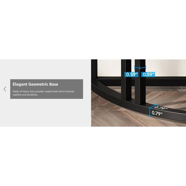 43" Industrial Half Moon Console Table with Geometric Base for Living Room, Hallway, Foyer, Entrance