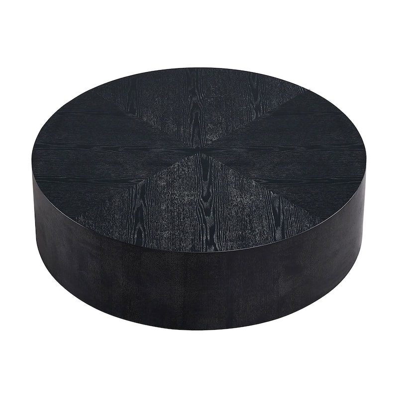 35.43 Inch Modern Round Coffee Table Multifunctional Drum Center Table with Base Design, for Living Room