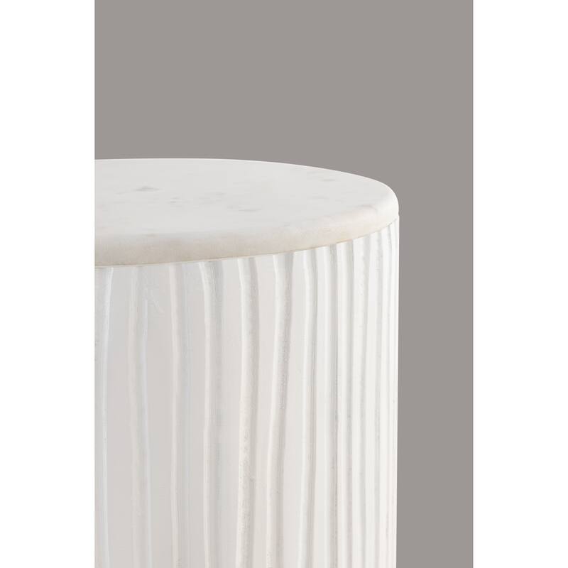 Albany Living 18" Marble Top Solid Wood Round End Table