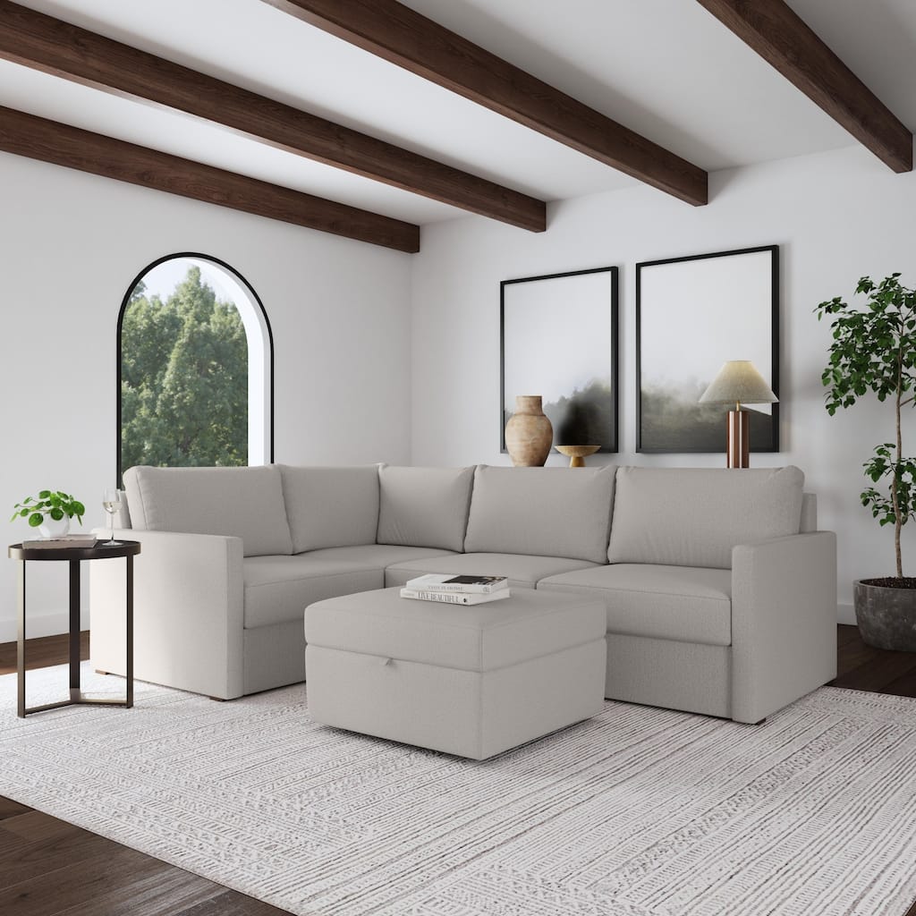 Flex Stain-Resistant Performance Fabric 4-Seat Sectional built with Blue Steel Spring™ and Storage Ottoman by Flexsteel