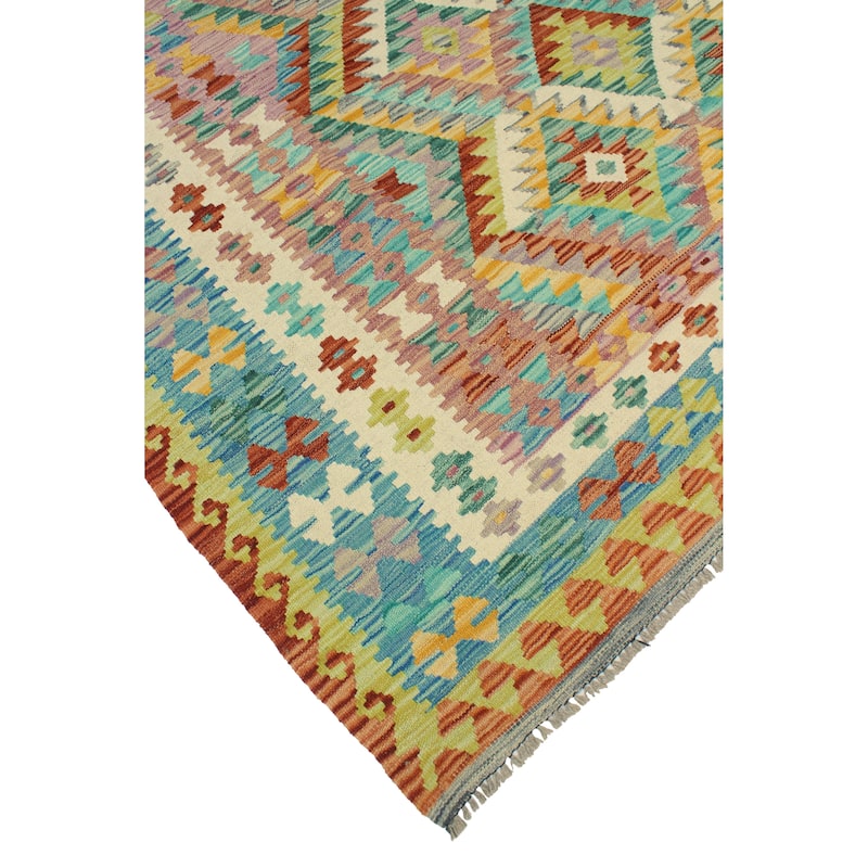 Flatweave Larry Red/Green Rug - 6'11" x 10'3"