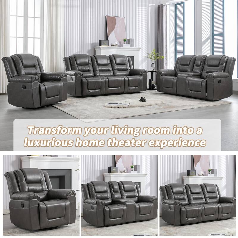 2 Seater Home Theater Recliner Manual Recliner Chair with a Storage Box and Two Cup Holders for Living Room,Bedroom