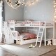 preview thumbnail 1 of 14, White 3-in-1 Twin over Twin L-Shaped Bunk Bed with Ladder, Staircase and 3 Drawers