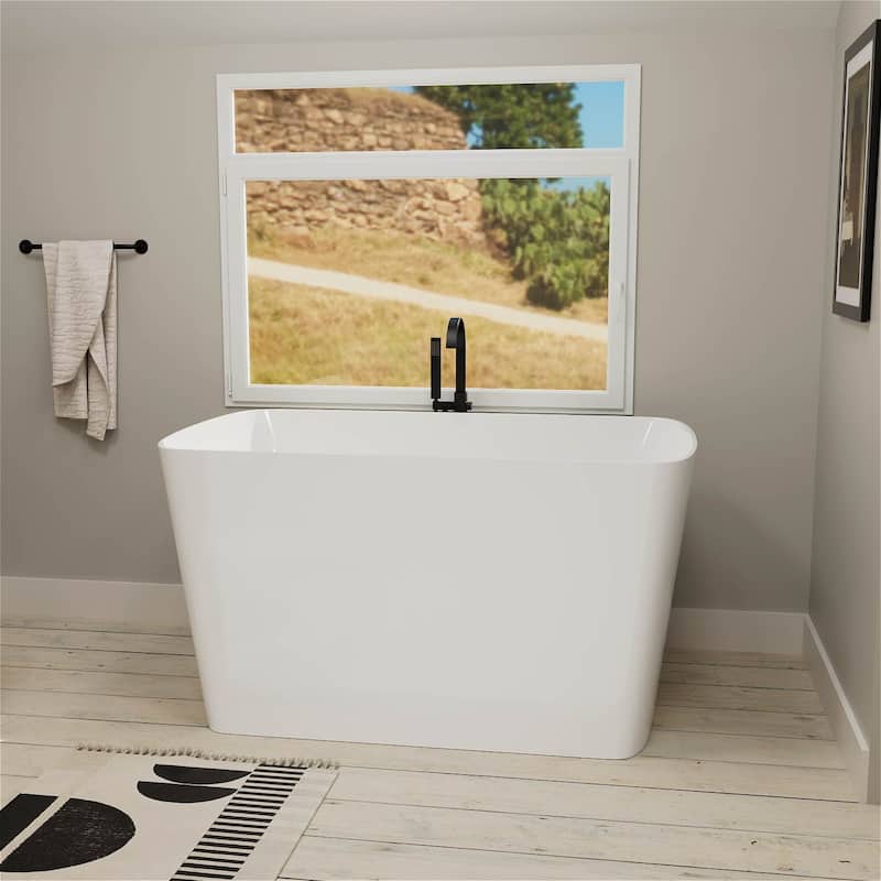 47" L x 27" W Freestanding Acrylic Small Japanese Soaking Bathtub without Seat - White