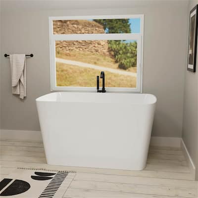 47" L x 27" W Freestanding Acrylic Small Japanese Soaking Bathtub without Seat