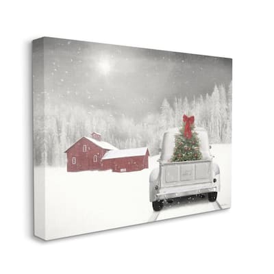 Stupell Industries Christmas Tree at Twilight Snowy Holiday Scene Canvas Wall Art - Multi-Color