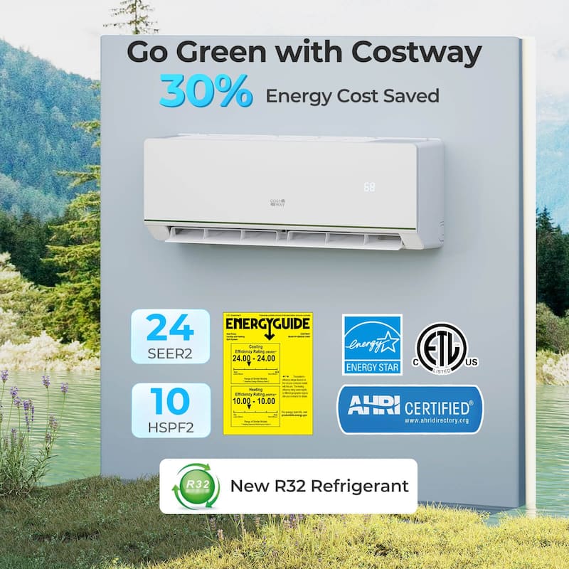 Costway 12000 BTU Mini Split Air Conditioner & Heater with 1 Ton Heat - See Details