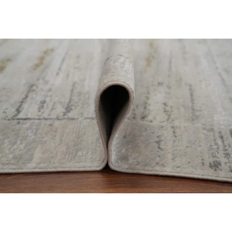 Machine Made Oriental Polyester Carpet Abstract Multi-Colored Distressed Area Rug - 7' 5'' X 5' 2''