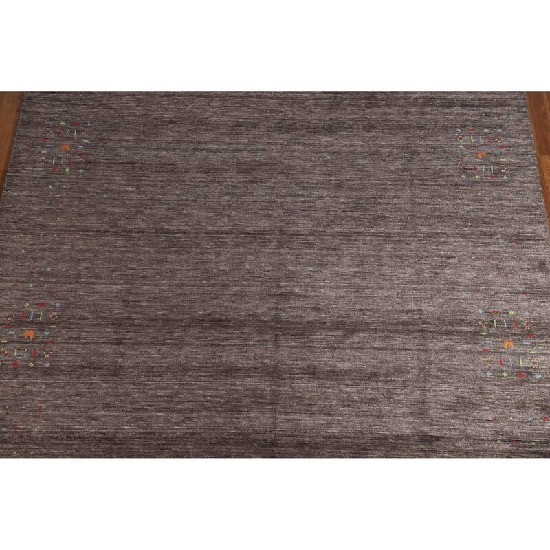 Hand Knotted Oriental 100% Wool Carpet Tribal Tribal Brown Gabbeh Area Rug - 9' 11'' X 7' 11''