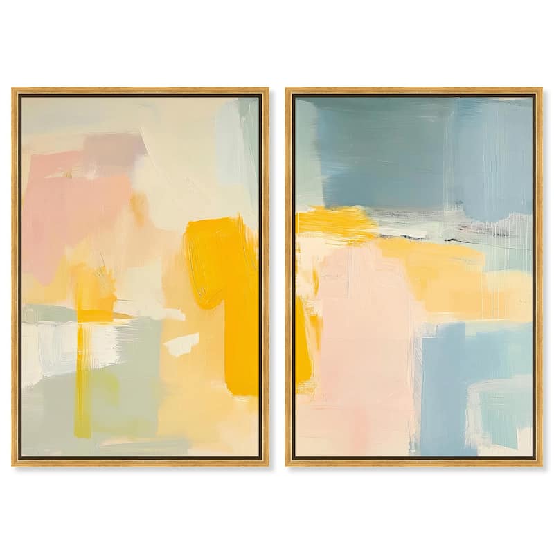 Ocean of Suns II Canvas Set of 2 by Art Remedy - 30" x 45" - Gold