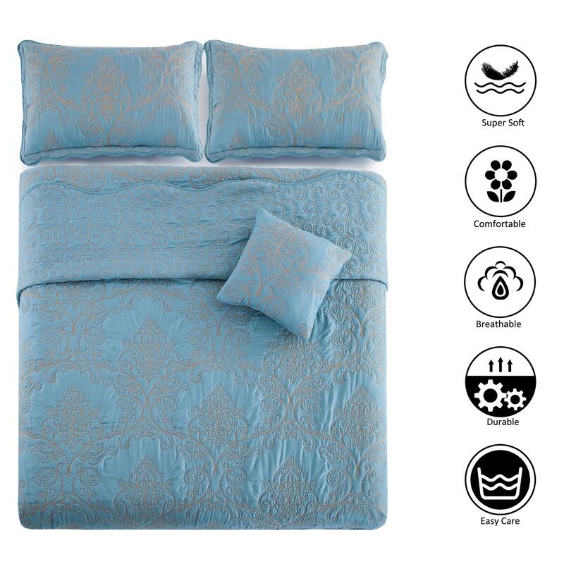 Serenta Damask Oversized 4-piece Bedspread Set
