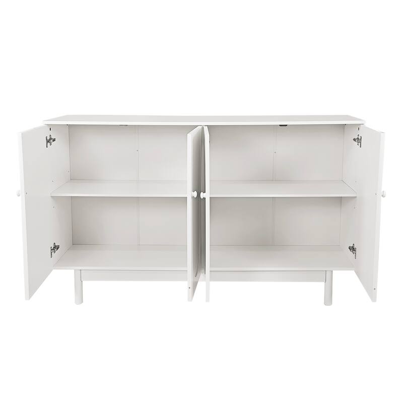 4-Door Buffet Cabinet with Storage, Kitchen Sideboard Buffet w/ Wood Legs, Adjustable Shelves, Living Room Storage Cabinet