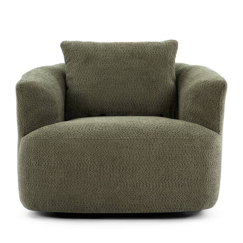 Swivel Chair with Throw Pillow & Spring Seat