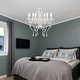 preview thumbnail 4 of 7, White Chandelier with Clear Crystals 6-Light Modern Crystal Chandelier