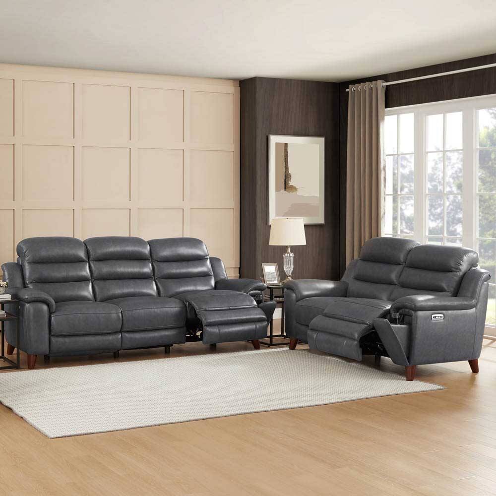 Hydeline Dream Top Grain Leather Power Headrest Zero Gravity Reclining Sofa and Loveseat Set