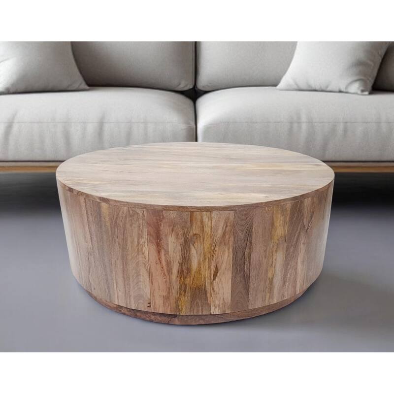 HomeRoots 42" Natural Solid Wood Round Coffee Table - 42' X '17' X '42 - Natural