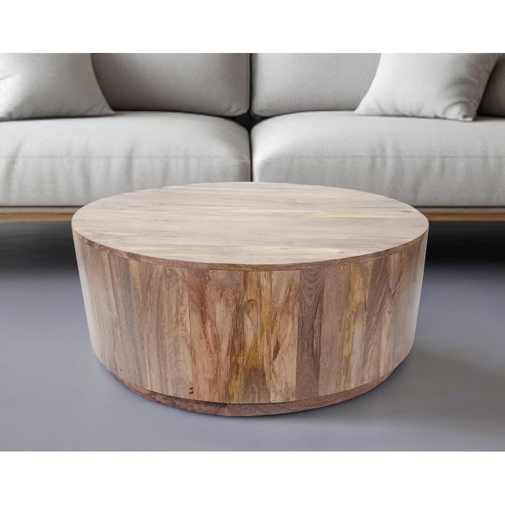 HomeRoots 42" Natural Solid Wood Round Coffee Table - 42' X '17' X '42