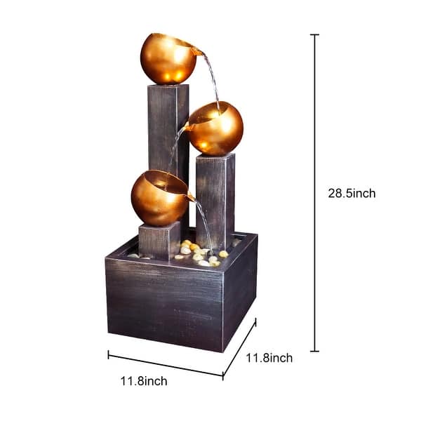 In-Outdoor Metal Water Fountain with LED Lights - Tiered Water Feature