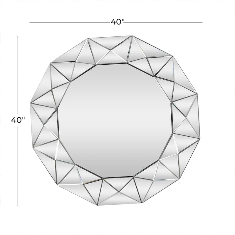 Glass Starburst Wall Mirror - Silver - Roche River Decor - 1"W x 40"L x 40"H