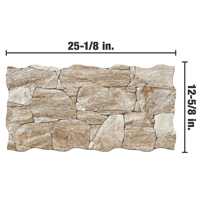 Merola Tile Caldera Roques Stone 12-5/8" x 25-1/8" Porcelain Floor and Wall Tile