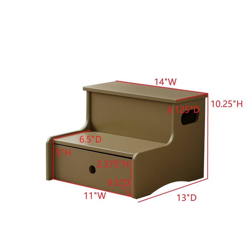 Lylia Collection MDF Wood 2-Step Kids Stool with Storage