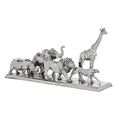 Polystone Safari Animals Sculpture - Silver - Roche River Decor