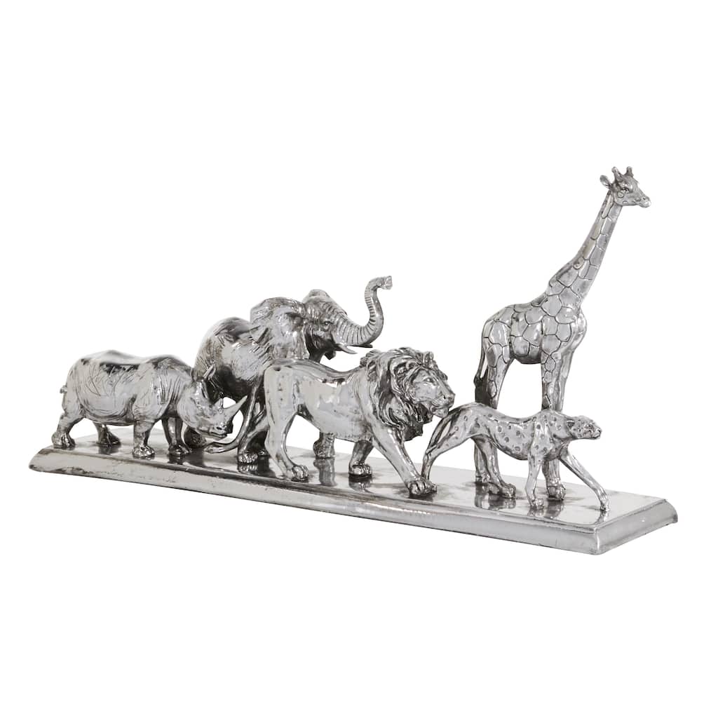 Polystone Safari Animals Sculpture - Silver - Roche River Decor