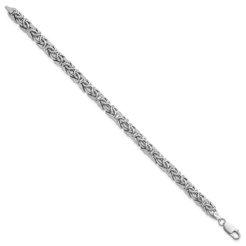 Curata 925 Sterling Silver Italian Rhodium 7.5mm Byzantine Bracelet -7.5" or 8"