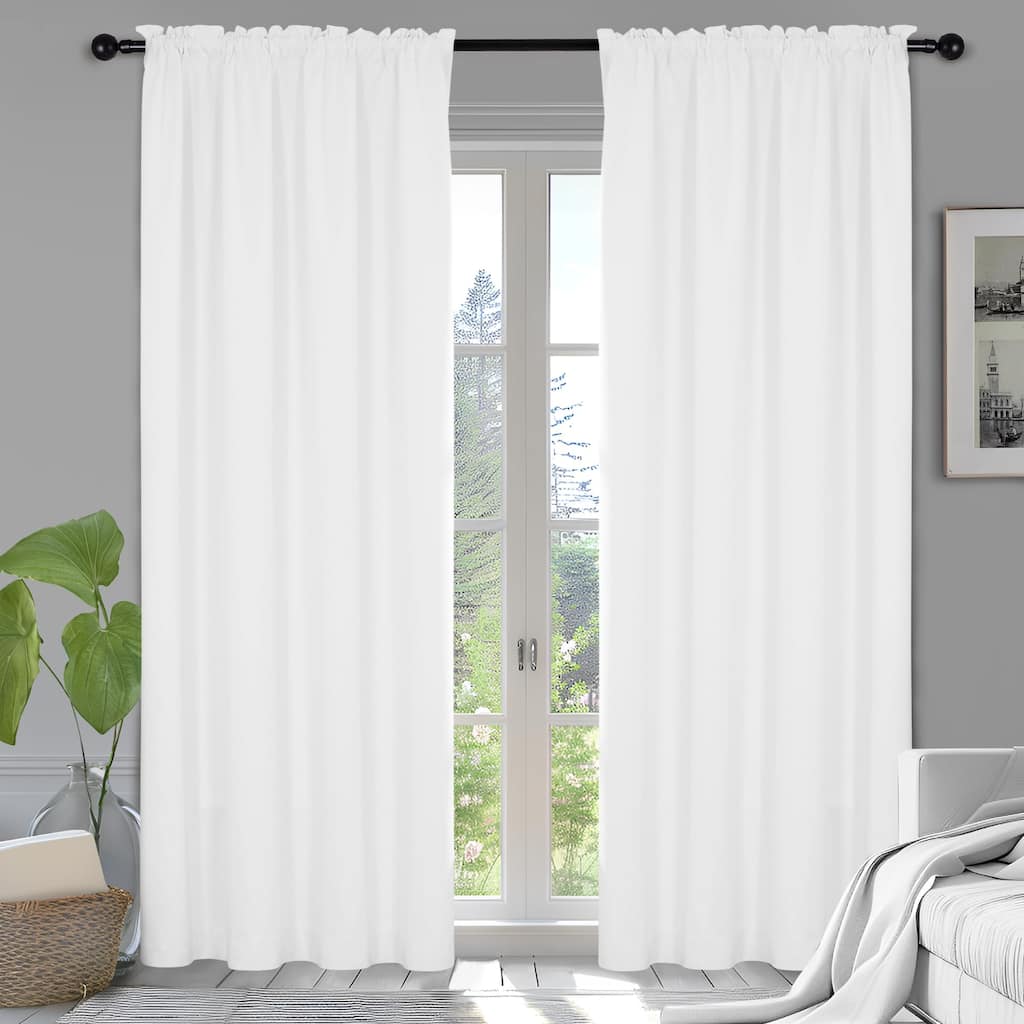 White Curtains Rod Pocket Blackout Drapes 2 Panel