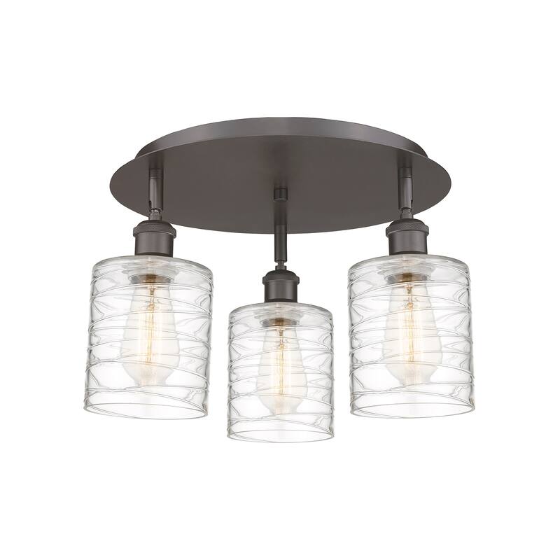 Innovations Lighting Cobbleskill - 3 Light 17" Flush Mount - Deco Swirl/Oil Rubbed Bronze