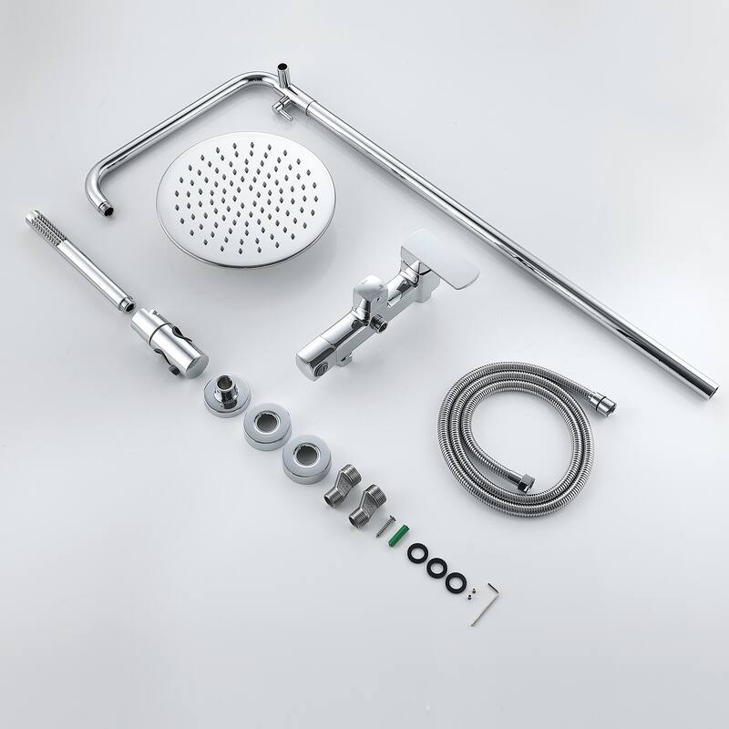 47"H Solid Brass Wall-Mounted Exposed Shower System with Tub Spout (Valve Included)