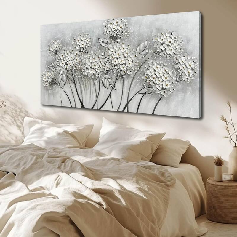 White Flower Wall Art- Canvas Print Art- Botanical Pictures