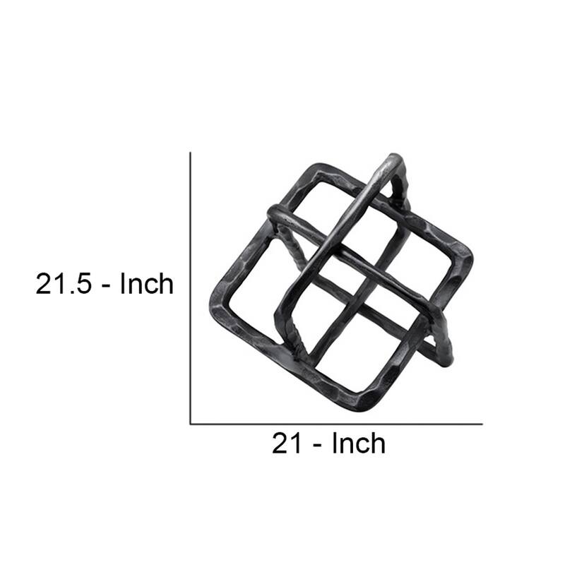 10 Inch Metal Accent Decor with Square Interlinks, Gray