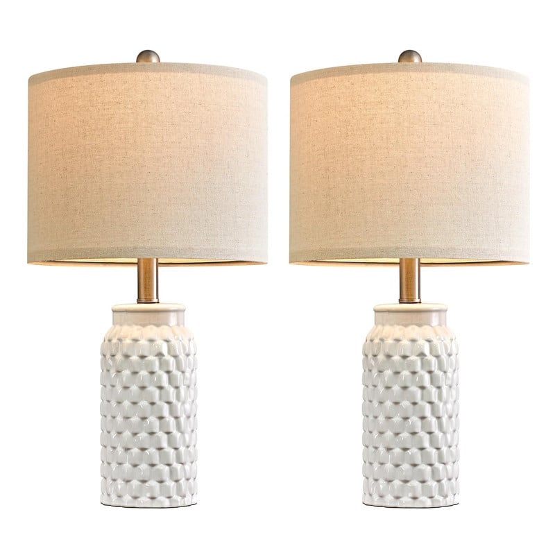 Modern Ceramic Bedside Lamp Set of 2 for Bedroom Decor Farmhouse