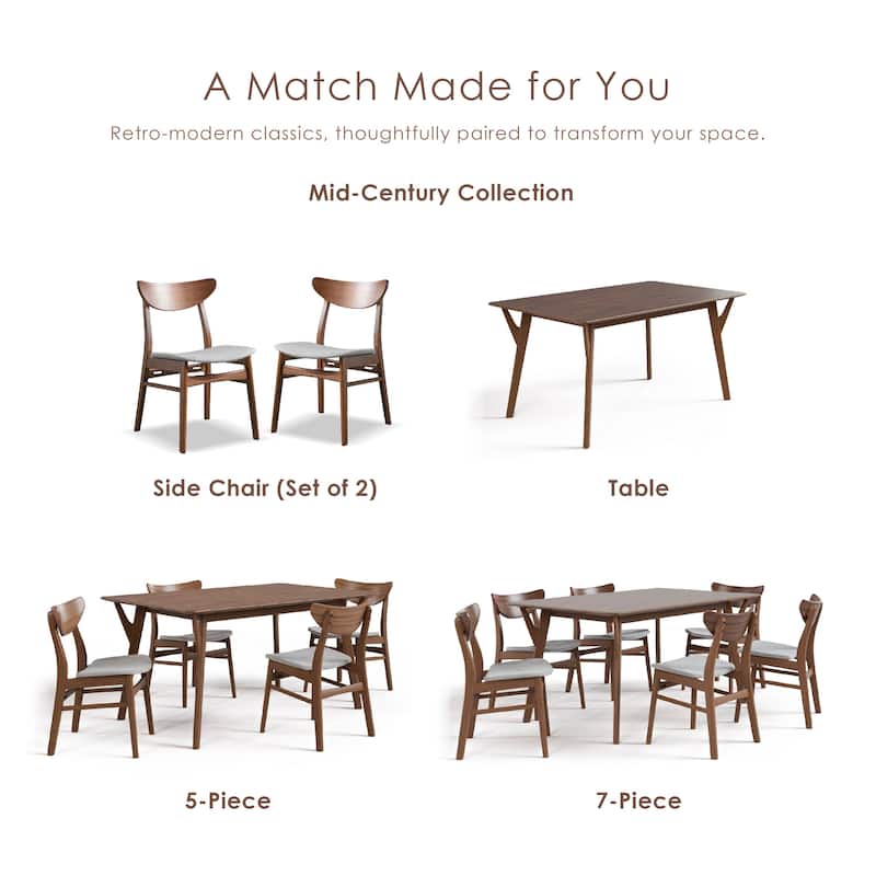 Furniture of America Beck Mid-century 5-Piece Wood Dining Table Set