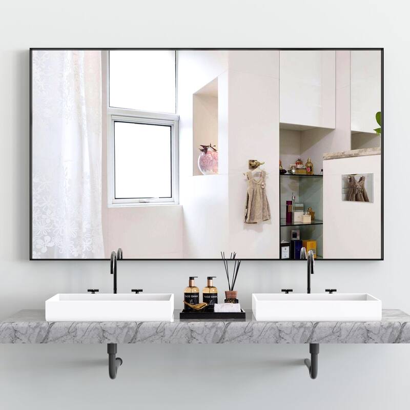 60 inches Rectangular Framed Wall Mounted Mirror with Removable Tray