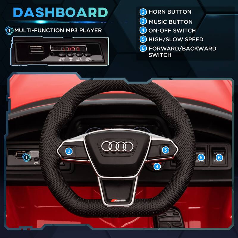 Kids 12V Audi RS E-tron GT Ride-On Car, 3.1 MPH with Remote Control, Suspension, Music & Lights