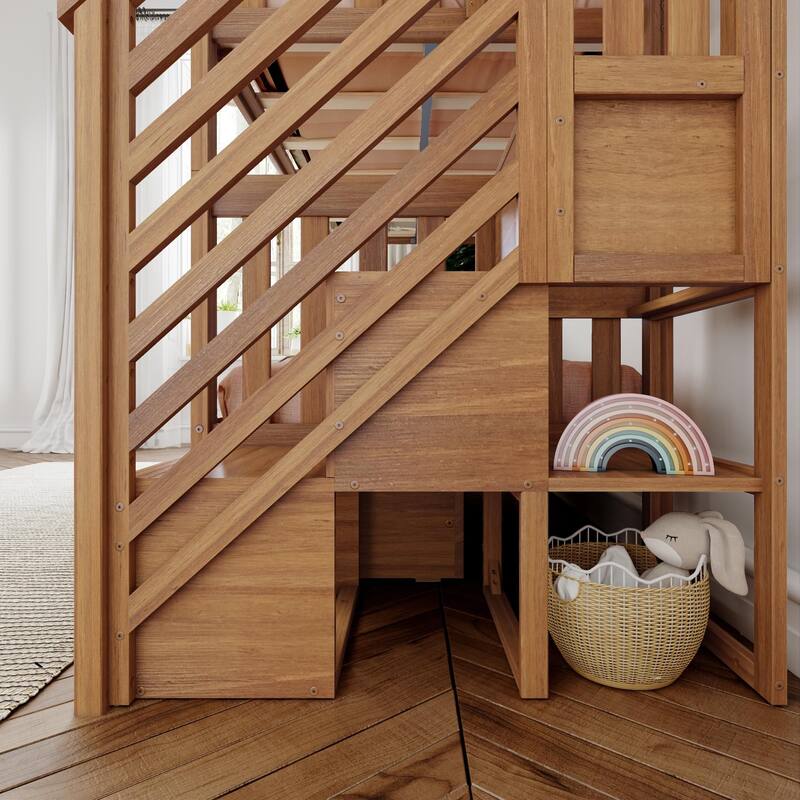 Max and Lily Twin over Twin Staircase Bunk Bed with Storage Drawers