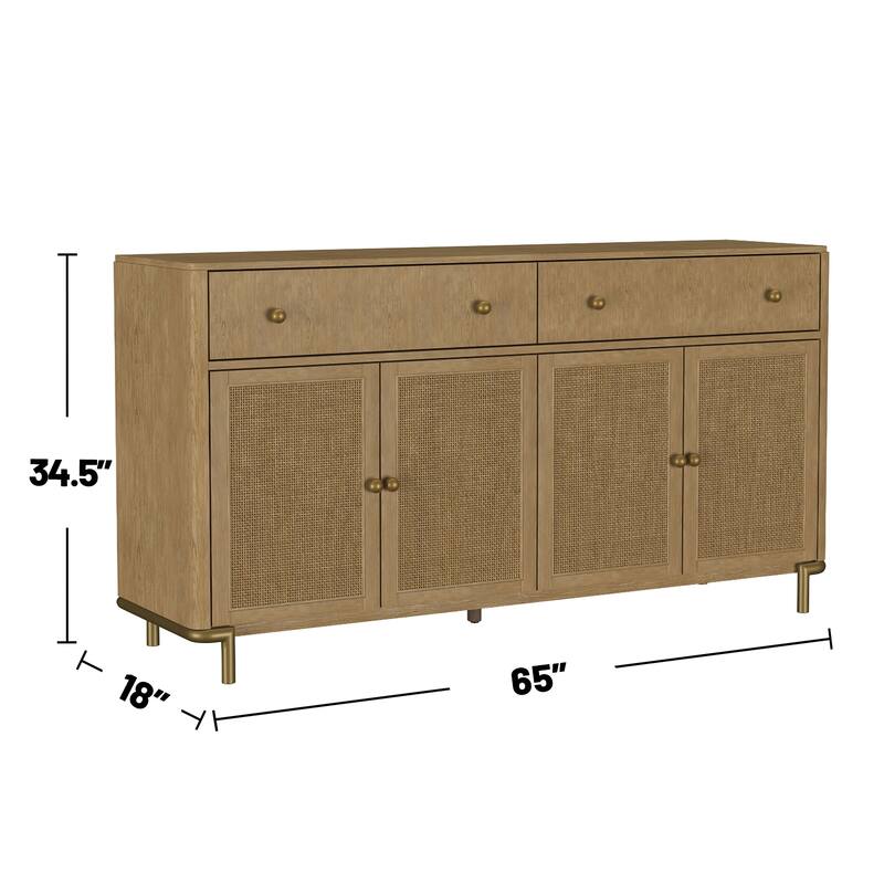 2 Drawers and 4 Doors Wooden Dining Sideboard Server in Sand Wash