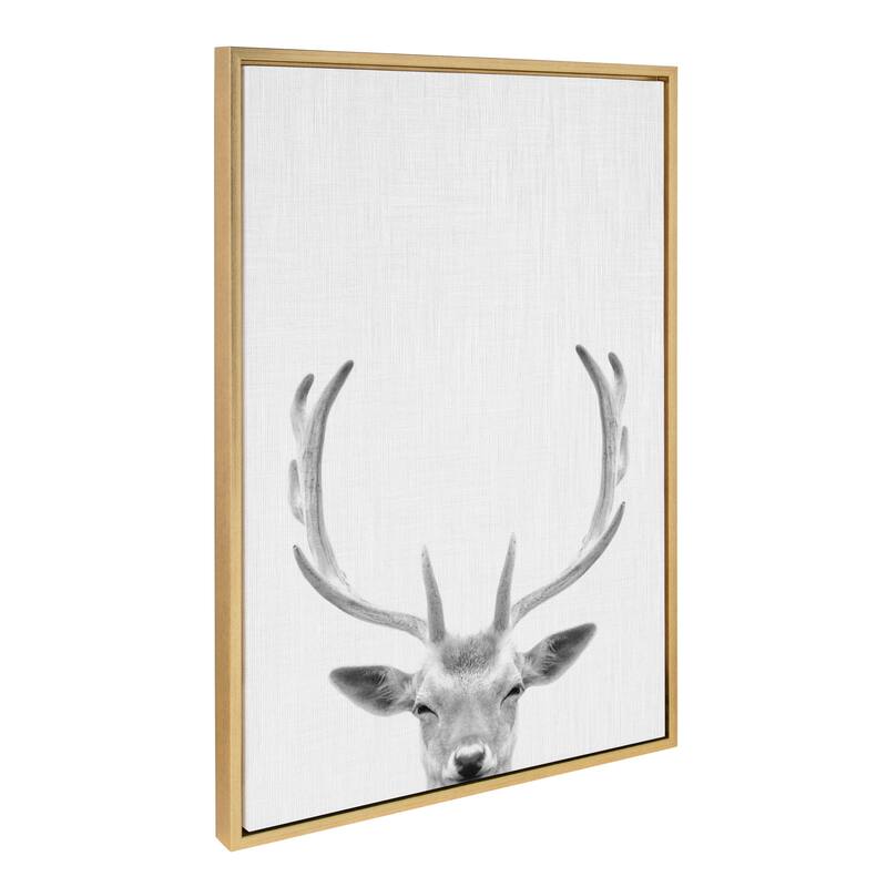 Kate and Laurel Sylvie Deer Portrait Framed Canvas by Simon Te Tai