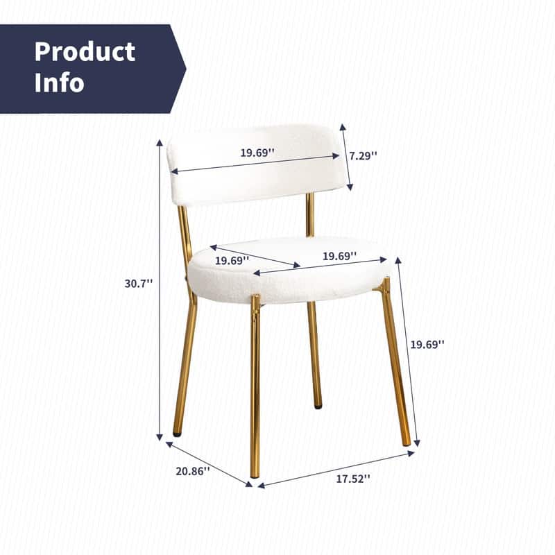 Mixoy 20"Counter Height Bar Stools,Modern Teddy Fleece Bar Stools,Velvet Dinning Chair with Metal Legs for Kitchen Island