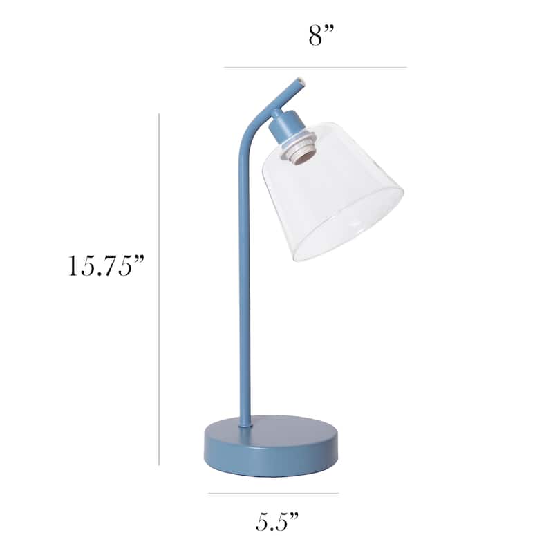 Metal Desk Lamp with Glass Shade Industrial Style Lighting - 8 x 5.50 x 15.75 in. (L x W x H)