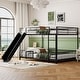 preview thumbnail 61 of 78, Metal Bunk Bed with Slide and Guardrails for Kids, Boys and Girls, Bedroom Full over Full - Black